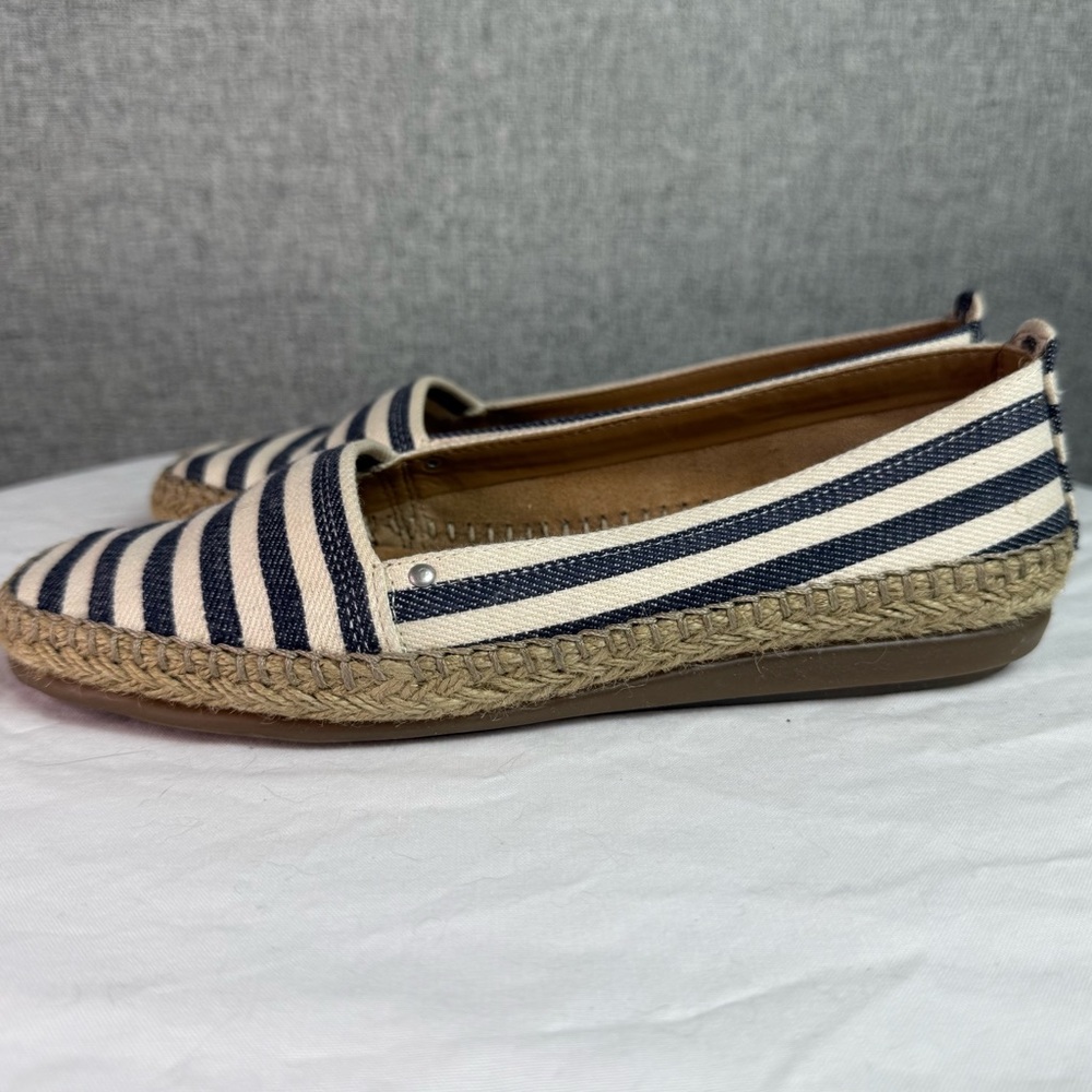 Aerosoles Solitaire Navy Striped Nautical Flats 6.5 Shoes Slip On Espadrille